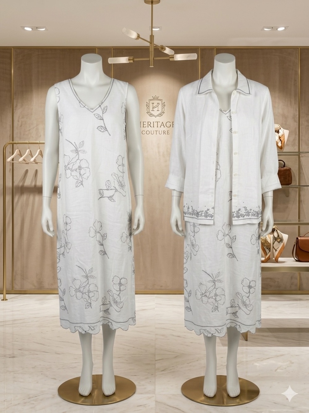 Heritage Couture White Floral Maxi Dress